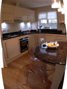 View of kitchen from breakfast bar