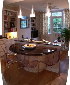 View from kitchen back into living room