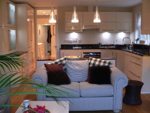 Looking from living room into kitchen