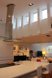 View of kitchen and clerestory windows over