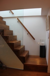 Side view of oak staircase and landing