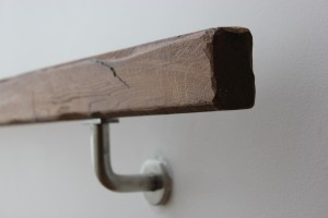 Detail of rough-hewn oak handrail