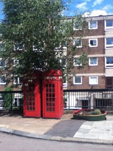 BAC phone booths and rowboat