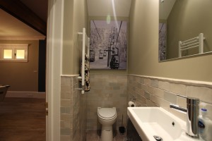 Vintage ski poster, crackle-glazed vintage tiles 1930s style