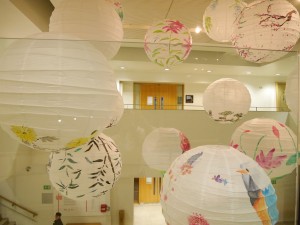 Beautiful display of handpainted Chinese paper lanterns