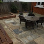 BBQ area, view of luxcrete panels and patio
